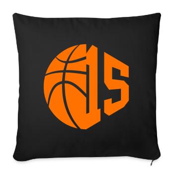 NUMBER 15 BASKETBALL 15TH BIRTHDAY - Sofa pillowcase 17,3'' x 17,3'' (45 x 45 cm) - black - Front