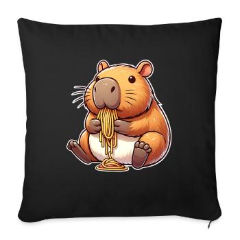 Pâtes à capybara - Housse de coussin décorative 45 x 45 cm - noir - Devant