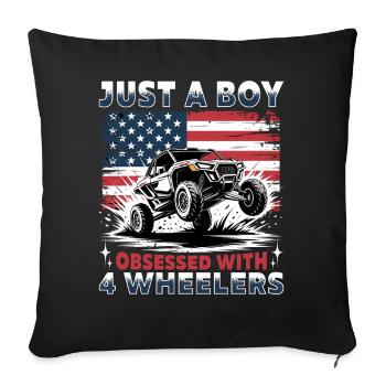 UTV Tout-Terrain Boy Men 4 Wheels Side by Side - Housse de coussin décorative 45 x 45 cm - noir - Devant