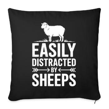 Dictons moutons Moutons Cadeau drôle de mouton - Housse de coussin décorative 45 x 45 cm - noir - Devant