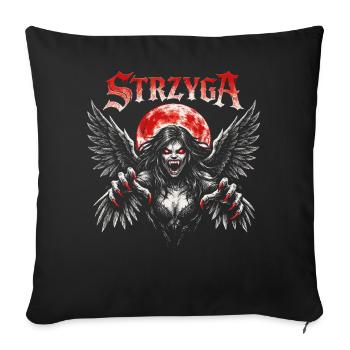 Strzyga Slavic Demon Legend - Sofa pillowcase 17,3'' x 17,3'' (45 x 45 cm) - black - Front
