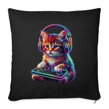 Joueur, Gaming, Joueur vidéo, Joueur, Chat - Housse de coussin décorative 45 x 45 cm - noir - Devant