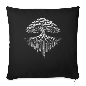 Amoureux de la nature en ville qui s’effondrent dans les arbres et camping - Housse de coussin décorative 45 x 45 cm - noir - Devant