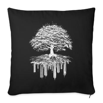 Amoureux de la nature en ville qui s’effondrent dans les arbres et camping - Housse de coussin décorative 45 x 45 cm - noir - Devant