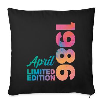 Anniversaire 40 ans Avril 1986 Cadeau Vintage - Housse de coussin décorative 45 x 45 cm - noir - Devant