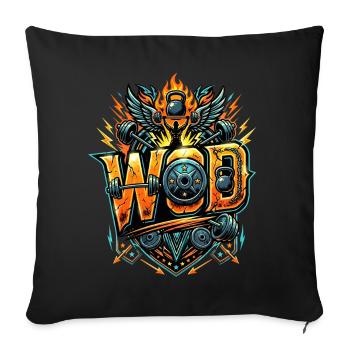 WOD Fitness Muscu Entraînement Cross Sport salle - Housse de coussin décorative 45 x 45 cm - noir - Devant