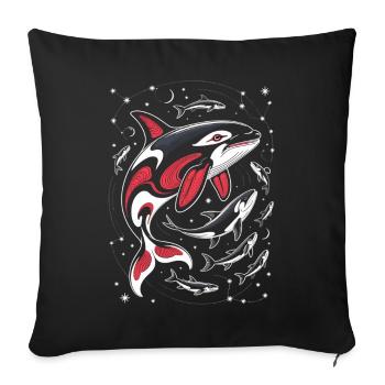 Chemise de baleine Orca Univers Mer - Housse de coussin décorative 45 x 45 cm - noir - Devant