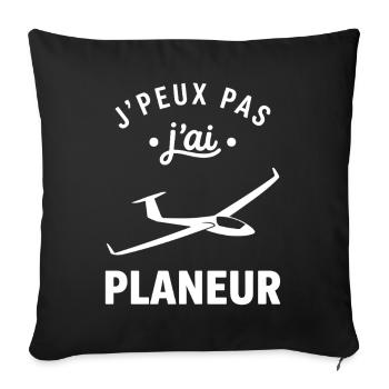 J'peux pas j'ai planeur - Housse de coussin décorative 45 x 45 cm - noir - Devant