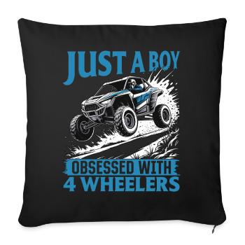 UTV Tout-Terrain Boy Men 4 Wheels Side by Side - Housse de coussin décorative 45 x 45 cm - noir - Devant