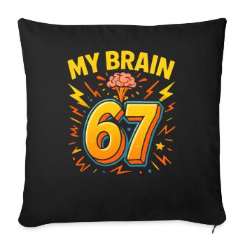Six Seven Italian Brainrot Brain Humor Meme Funny - Sofa pillowcase 17,3'' x 17,3'' (45 x 45 cm) - black - Front
