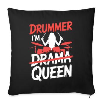 Je suis la Drummer Queen Drum Set Drum Drôle Drummer Girl - Housse de coussin décorative 45 x 45 cm - noir - Devant