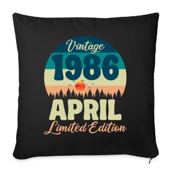 Anniversaire 40 ans Avril 1986 Cadeau Vintage - Housse de coussin décorative 45 x 45 cm - noir - Devant