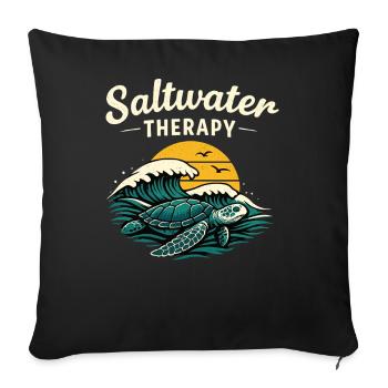 Saltwater Therapy Turtle Shirt Ocean Vibes - Sofa pillowcase 17,3'' x 17,3'' (45 x 45 cm) - black - Front
