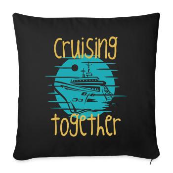 Cruising Together Boat Graphic - Sofa pillowcase 17,3'' x 17,3'' (45 x 45 cm) - black - Front