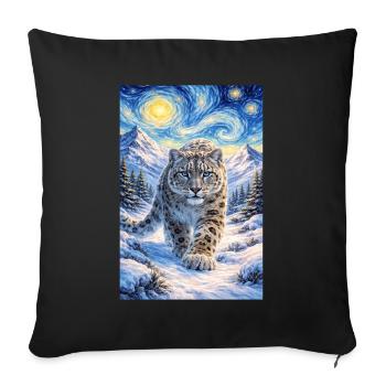 Snow leopard in the star forest - Sofa pillowcase 17,3'' x 17,3'' (45 x 45 cm) - black - Front