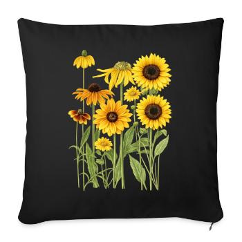 Yellow Sunflowers Flowers Sunflower Graphics - Sofa pillowcase 17,3'' x 17,3'' (45 x 45 cm) - black - Front