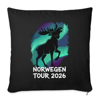 Tournée en Norvège 2026 Moose - Housse de coussin décorative 45 x 45 cm - noir - Devant