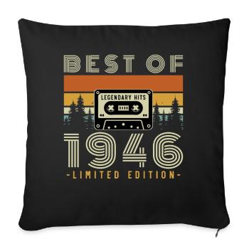 1946 Vintage Rétro Cadeau D'anniversaire - Housse de coussin décorative 45 x 45 cm - noir - Devant