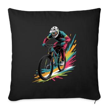 Conception de VTT Coloré pour garçons - Housse de coussin décorative 45 x 45 cm - noir - Devant