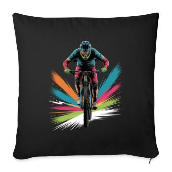 MTB farbiges Mountainbike Design für Jungen - Sofakissenbezug 45 x 45 cm - Schwarz - Vorne