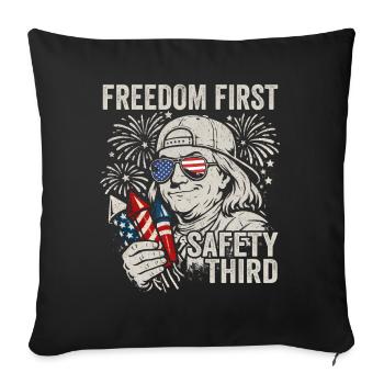 Freedom first, safety in third place, Fra - Sofa pillowcase 17,3'' x 17,3'' (45 x 45 cm) - black - Front