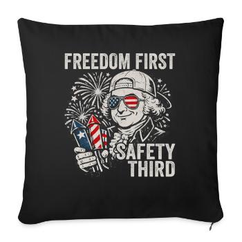 Liberté en premier, sécurité troisième – Jo - Housse de coussin décorative 45 x 45 cm - noir - Devant