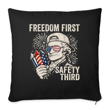 La liberté d’abord, la sécurité troisièmement, le jambon - Housse de coussin décorative 45 x 45 cm - noir - Devant