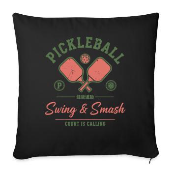 Joueur drôle de pickleball : Swing and Smash Court - Housse de coussin décorative 45 x 45 cm - noir - Devant
