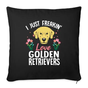 T-shirt graphique Love Golden Retrievers - Housse de coussin décorative 45 x 45 cm - noir - Devant