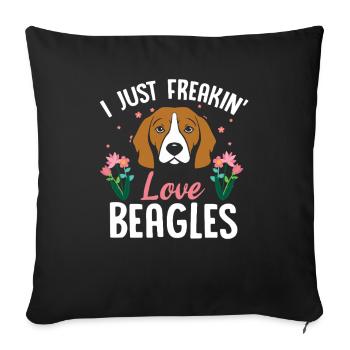 T-shirt fleuri Beagle Love - Housse de coussin décorative 45 x 45 cm - noir - Devant