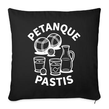 Petanque Pastis Boule Kugel Sport - Sofakissenbezug 45 x 45 cm - Schwarz - Vorne