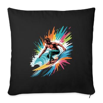 Colorful Surfer Watercolors Splashes Graffiti - Sofa pillowcase 17,3'' x 17,3'' (45 x 45 cm) - black - Front