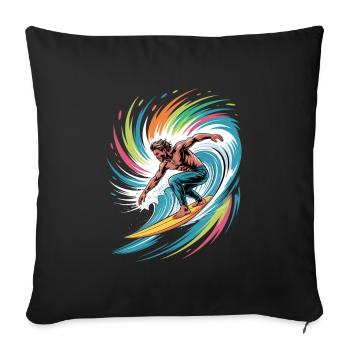Colorful Surfer Watercolors Splashes Graffiti - Sofa pillowcase 17,3'' x 17,3'' (45 x 45 cm) - black - Front
