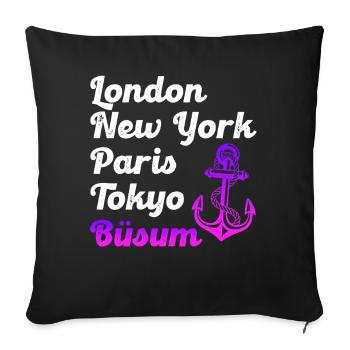 Büsumer LONDRES NEW YORK PARIS TOKYO BÜSUM - Housse de coussin décorative 45 x 45 cm - noir - Devant