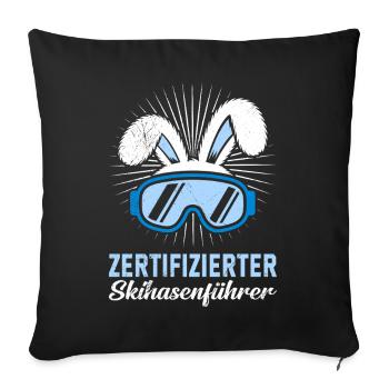Skifahren ZERTIFIZIERTER SKIHASENFÄRER LUSTIG - Sofakissenbezug 45 x 45 cm - Schwarz - Vorne