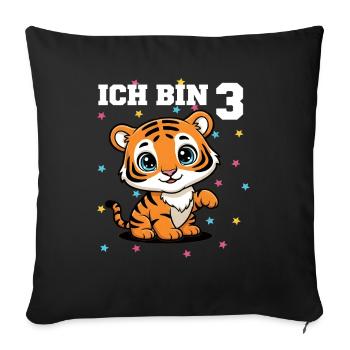 Ich bin 3 - Süßes Tiger zum 3. Geburtstag - Sofakissenbezug 45 x 45 cm - Schwarz - Vorne