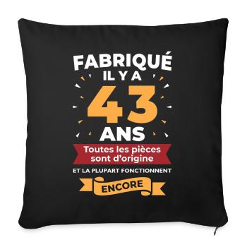 43 Ans Pièces d’origine - Housse de coussin décorative 45 x 45 cm - noir - Devant
