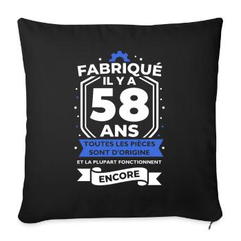 Fabriqué il y a 58 ans - Housse de coussin décorative 45 x 45 cm - noir - Devant