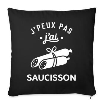 J'peux pas j'ai saucisson - Housse de coussin décorative 45 x 45 cm - noir - Devant