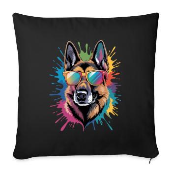 Colorful German Shepherd Watercolor Splash - Sofa pillowcase 17,3'' x 17,3'' (45 x 45 cm) - black - Front