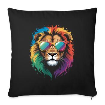 Colorful Lion Watercolor Splash Graffiti - Sofa pillowcase 17,3'' x 17,3'' (45 x 45 cm) - black - Front