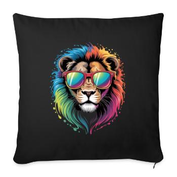 Colorful Lion Watercolor Splash Graffiti - Sofa pillowcase 17,3'' x 17,3'' (45 x 45 cm) - black - Front
