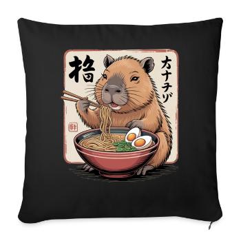 Ramen Capybara Feast - Sofa pillowcase 17,3'' x 17,3'' (45 x 45 cm) - black - Front
