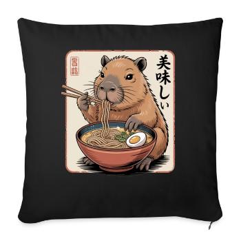 Ramen Capybara Delicacy - Sofa pillowcase 17,3'' x 17,3'' (45 x 45 cm) - black - Front