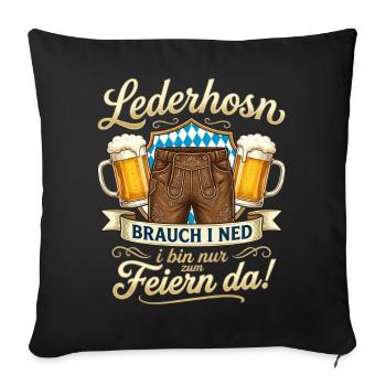 Trachtenshirt Herren Trachten T-Shirt Lederhose - Sofakissenbezug 45 x 45 cm - Schwarz - Vorne