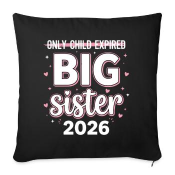 Enfant unique décédé Grande Sœur 2026 - Housse de coussin décorative 45 x 45 cm - noir - Devant