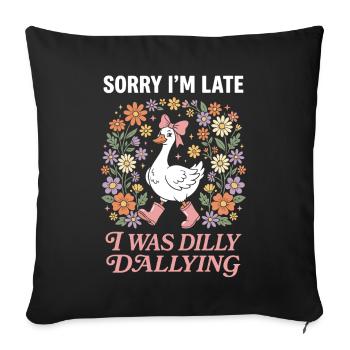 Funny goose with flowers and bow - Sofa pillowcase 17,3'' x 17,3'' (45 x 45 cm) - black - Front