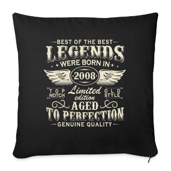 Cadeau d’anniversaire Legends 2008 Vintage 2008 - Housse de coussin décorative 45 x 45 cm - noir - Devant