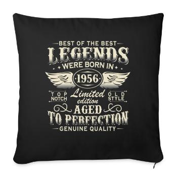 Cadeau d’anniversaire Legends 1956 Vintage 70 - Housse de coussin décorative 45 x 45 cm - noir - Devant