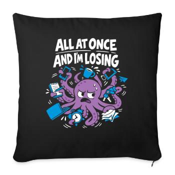 Funny Octopus Overstimulated - Sofa pillowcase 17,3'' x 17,3'' (45 x 45 cm) - black - Front
